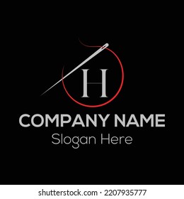 Initial Letter H Tailor Logo, Needle and Thread Combination. Needle logo, Embroider, Textile, Fashion, Cloth, Fabric Template