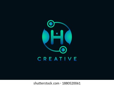Initial Letter H Technology Logo, Unique style with gradient color.