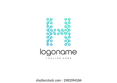 Initial Letter H technology logo design element, dot technology logo, loop logo