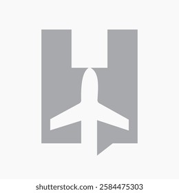 Initial Letter H Travel Logo Design Concept For Vacation and Airplane Symbol