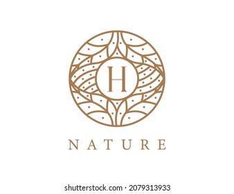 initial letter H Tropical Leaf logo. Emblem Logo Vector illustrations. Vector Logo design for natural products, flower shop, cosmetics, ecology concepts, health, spa.
