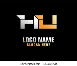 Initial letter H U logo template vector