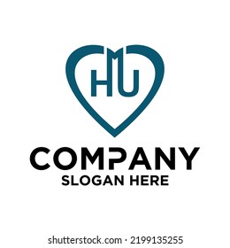 Initial letter H U logo vector design template