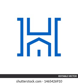 Initial letter h uppercase modern logo design template elements with house icon.  Isolated on white background. Suitable for business real estate company
