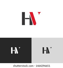 Initial Letter h v hv uppercase modern logo design template elements. red letter Isolated on black white grey background. Suitable for business, consulting group company.