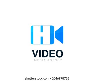 Initial letter h video conference and chat video logo