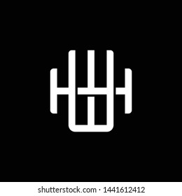 Initial letter H and W, HW, WH, overlapping interlock monogram logo, white color on black background