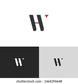 Initial Letter h w hw uppercase modern logo design template elements. red letter Isolated on black white grey background. Suitable for business, consulting group company.