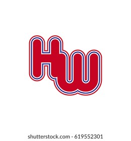 initial letter h and w. hw monogram outline logo