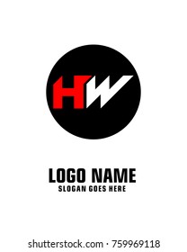 Initial letter H & W logo template vector