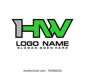 Initial letter H & W logo template vector