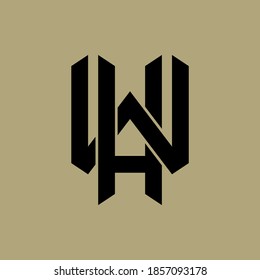Initial letter H, W, WH or HW overlapping, interlock, monogram logo, black color on cream background