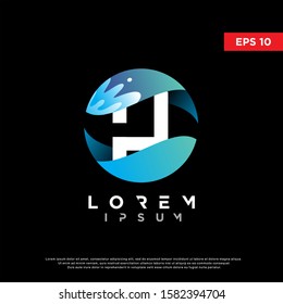 initial letter h water liquid logo. modern icon, template design
