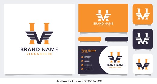 initial letter H with wing logo and business card. a unique, exclusive, elegant, professional, clean, simple, modern logo. It would be perfect for your company 