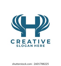 Initial Letter H wings logo design vector icon
