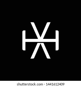 Initial letter H and X, HX, XH, overlapping interlock monogram logo, white color on black background