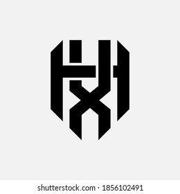 Letra inicial H, X, XH o HX solapadas, interbloqueadas, logotipo monograma, color negro sobre fondo blanco