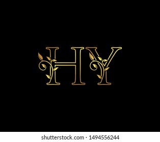 Initial letter H and Y, HY, Gold Logo Icon,  
classy gold letter monogram logo icon suitable for boutique,restaurant, wedding service, hotel or business identity. 