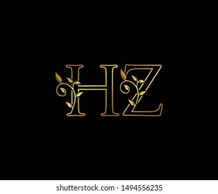 Initial letter H and Z, HZ, Gold Logo Icon,  
classy gold letter monogram logo icon suitable for boutique,restaurant, wedding service, hotel or business identity. 