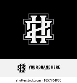 Initial letter H, Z, HZ or ZH overlapping, interlock, monogram logo, white and gray color on black background