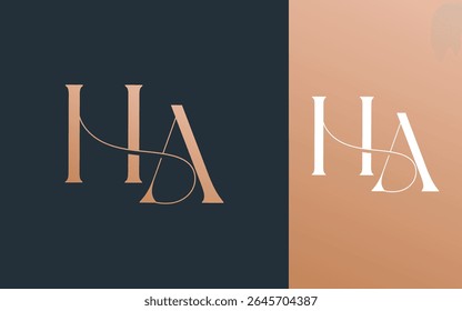 Initial letter HA AH logo design vector illustration for couple, wedding, and business