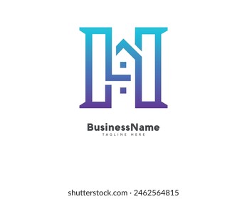 Initial letter ha or ah real estate house shape logo icon design vector