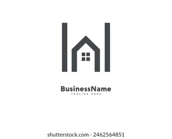 Initial letter ha or ah real estate house shape logo icon design vector