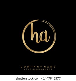 Initial letter HA beautiful handwriting logo vector template