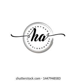 Initial letter HA beautiful handwriting logo vector template