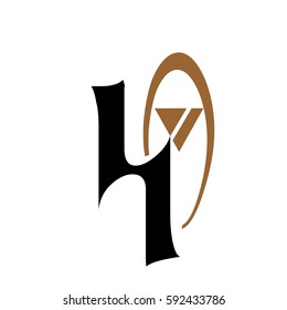 initial letter HA black and brown color logo vector