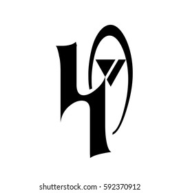 initial letter HA black color logo vector