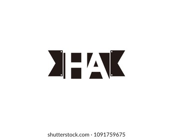 Initial letter ha black ribbon logo design