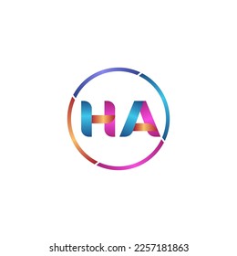 Initial letter HA curve rounded logo, gradient vibrant colorful glossy colors