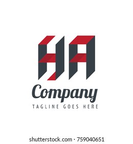 Initial Letter HA Design Logo With Square