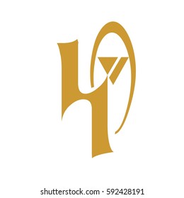 initial letter HA gold color logo vector