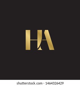 Initial letter ha h a  uppercase modern logo design template elements. Gold letter Isolated on black  background. Suitable for business, consulting group company.