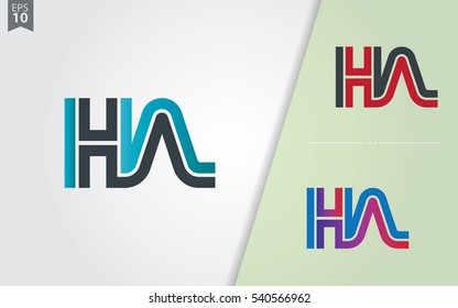 Initial Letter HA HN Linked Design Logo Company
