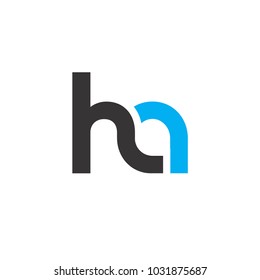 Initial Letter HA Linked Circle Lowercase Logo Black Blue Icon Design Template Element