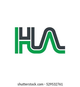 Initial Letter HA Linked Design Logo Green Black
