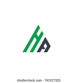 Initial Letter HA Linked Triangle Design Logo