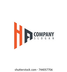 Initial Letter HA Linked Triangle Design Logo