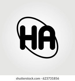 initial letter ha logo black on white background