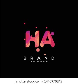 Initial letter HA logo with colorful background, letter combination logo design for creative industry, web, business and company. - Vector