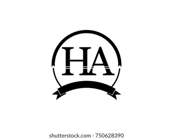initial letter HA logo monogram retro black