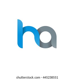 initial letter ha modern linked circle round lowercase logo blue gray