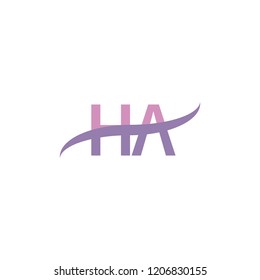 Initial letter HA, overlapping movement swoosh logo, soft purple color isolated on white background