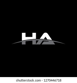 Initial letter HA overlapping movement swoosh horizon logo vector for logo company isolated in black background