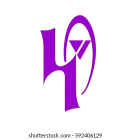 initial letter HA purple color logo vector