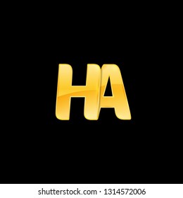 Initial Letter HA with red metallic texture, trendy, 3d glossy, metal texture, rectangle shape, pixel style based alphabet logo for company identity, isolated on black background.