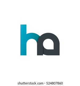 Initial Letter HA Rounded Lowercase Logo Blue Black